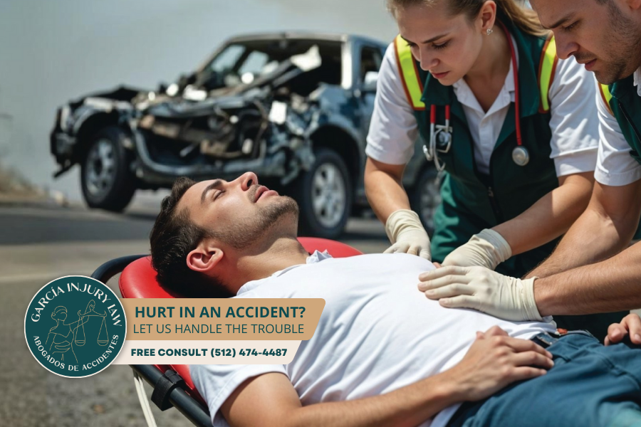 Man gets medical attention after car accident before consulting injury lawyer in Austin