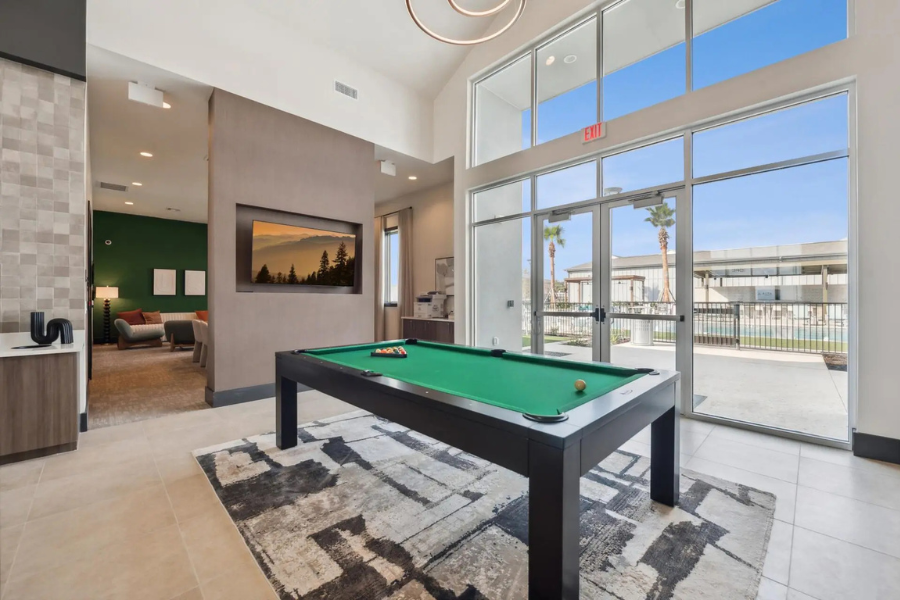 Pool table at luxury apartments in Bastrop