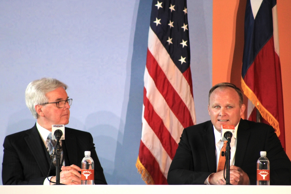 Justin Dyer was appointed as dean of the University of Texas at Austin School of Civic Leadership in March 2024 after serving as interim dean for the school. At the conference, Dyer sat next to Lt. Gov. Dan Patrick. (Anna Maness/Community Impact)