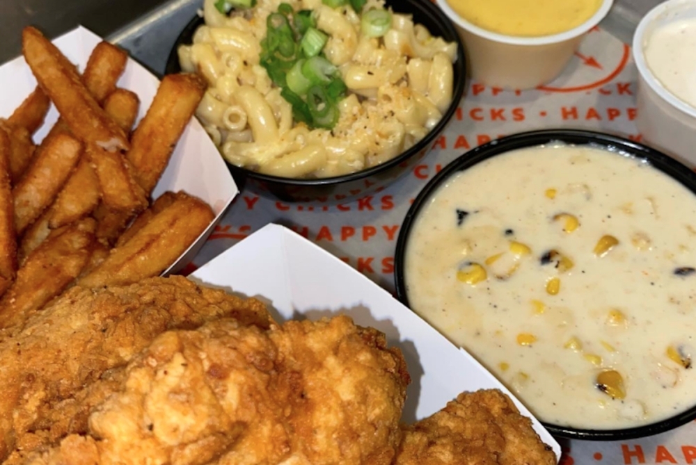 Happy Chicks offers more than a dozen fresh, homemade dipping sauces such as avocado poblano, buttermilk ranch, honey mustard and more. (Courtesy Happy Chicks)