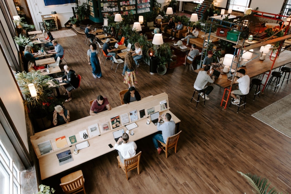 Switchyards aims to combine the qualities of working in a coffee shop, a college library and a boutique hotel lobby in one space. (Courtesy Switchyards)