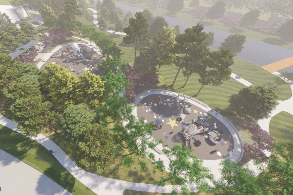 Located next to the Sugar Land Annex, the Galaxy All Abilities Park is set to be completed by the end of the year. (Rendering courtesy Fort Bend County Precinct 3)