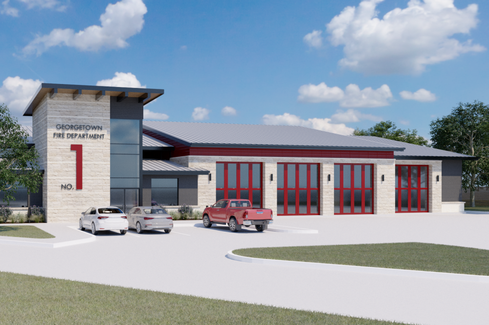 Georgetown Fire Station No. 1 was built in 2006 and serves the southern portion of the city. (Rendering courtesy BRW Architects)