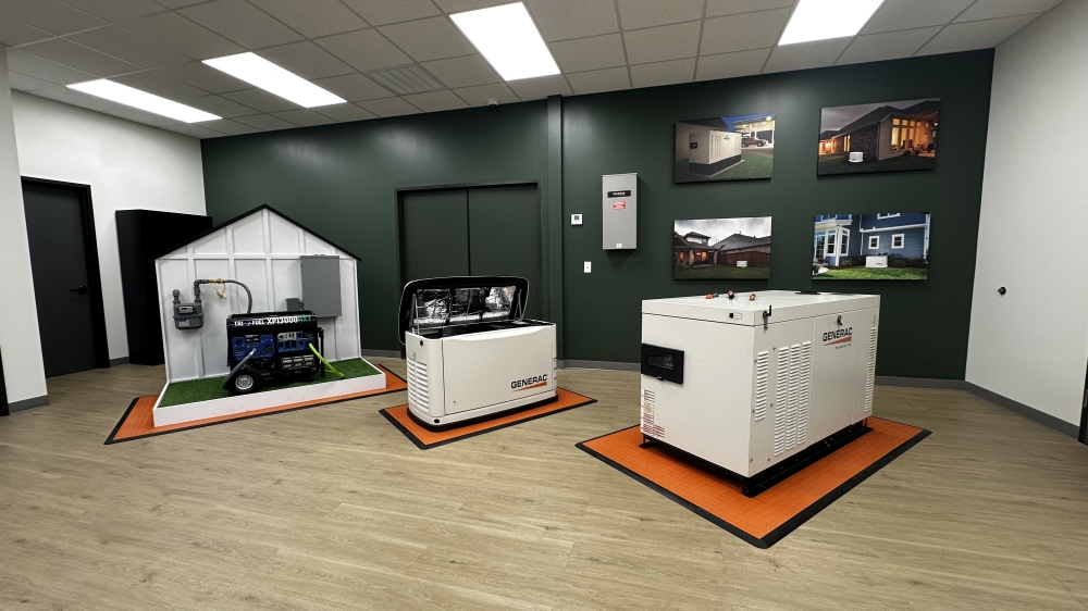 Houston Equipment Repair showcasing their three main generator packages: portable, air-cooled and liquid-cooled.