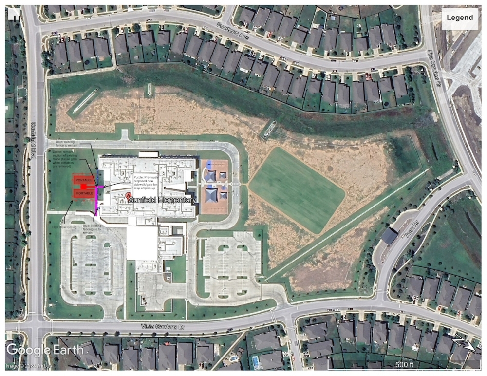 Hays CISD will be placing portable classroom buildings at Sunfield Elementary School to make room for 2025 bond projects at other district schools. (Courtesy Hays CISD)