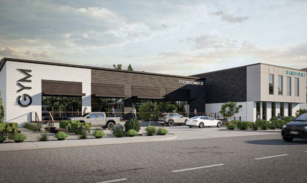 The Blue Ox Group is redeveloping the property at Bissonnet Street previously occupied by a liquor store. (Rendering courtesy The Blue Ox Group)