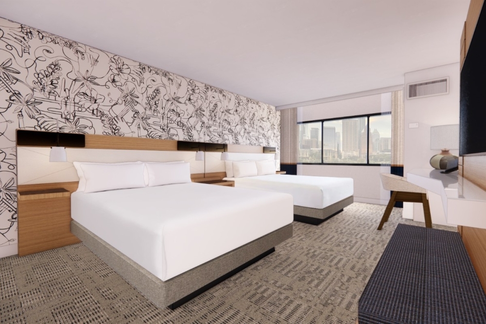 The hotel's renovation plans include redesigning guest rooms. (Rendering courtesy Hyatt Regency Austin)