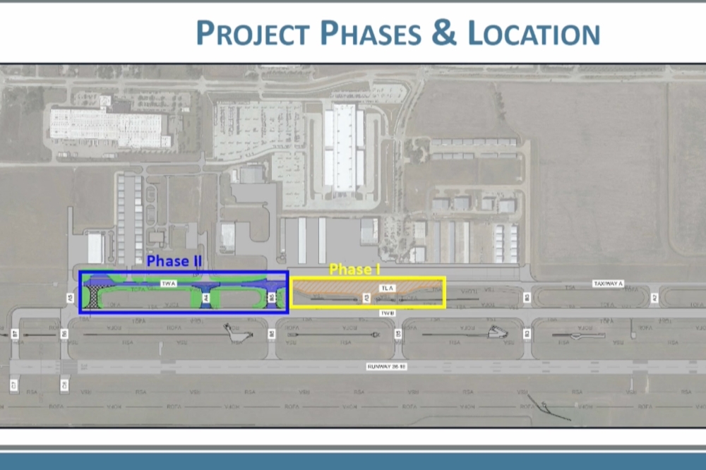 The Taxiway A rehabilitation project plans for rehabilitating the taxiway's pavement in two phases. The first phase is already under construction and the second phase is expected to start construction in 2026. (Screenshot courtesy city of McKinney)