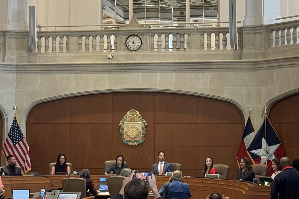 The new city council took their seats at the end of the swearing in ceremony. (Parks Kugle/Community Impact)