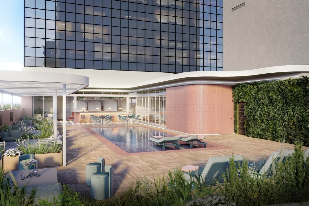 The new expansion will include a rooftop pool with a skyline view, restaurant and bar. (Rendering courtesy JW Marriott)