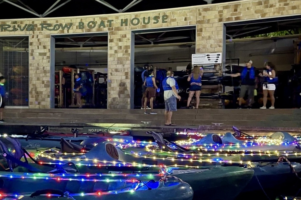 Experience Lake Woodlands after dark on July 25. (Courtesy Riva Row Boat House)