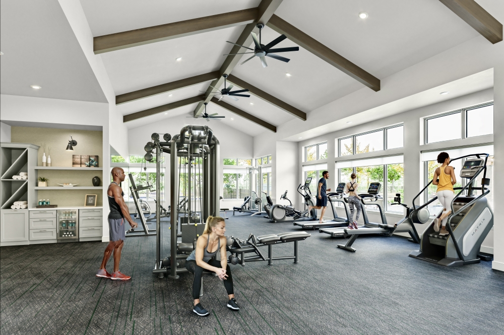 Amenities offered include a resort-style pool, a fitness center and social spaces. (Courtesy Caldwell)