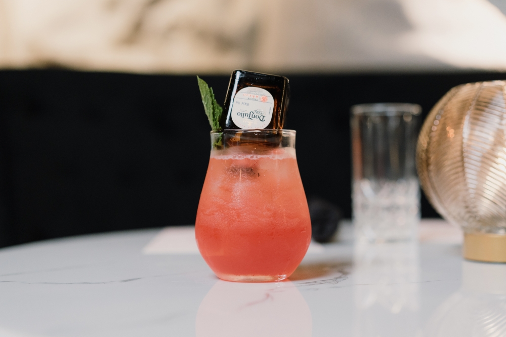 The Mayan Muse is a combination of lemonade, pineapple, Grand Marnier with a hint of cherry and served with a personal bottle of Don Julio Resposado. (Courtesy Eira House)