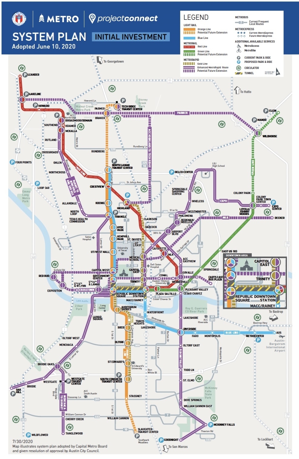 Original Project Connect elements not included in the current Austin Light Rail Phase One project remain in development. (Courtesy city of Auistin)