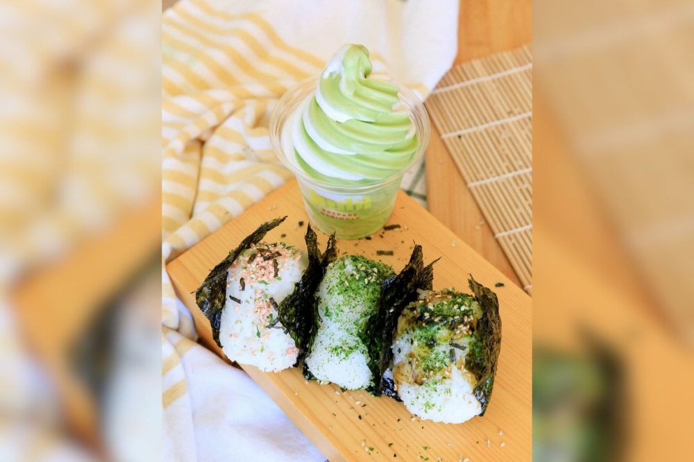 The business sells a range of matcha products including matcha soft serve in addition to its rice balls and rice bowls. (Courtesy Junbi)
