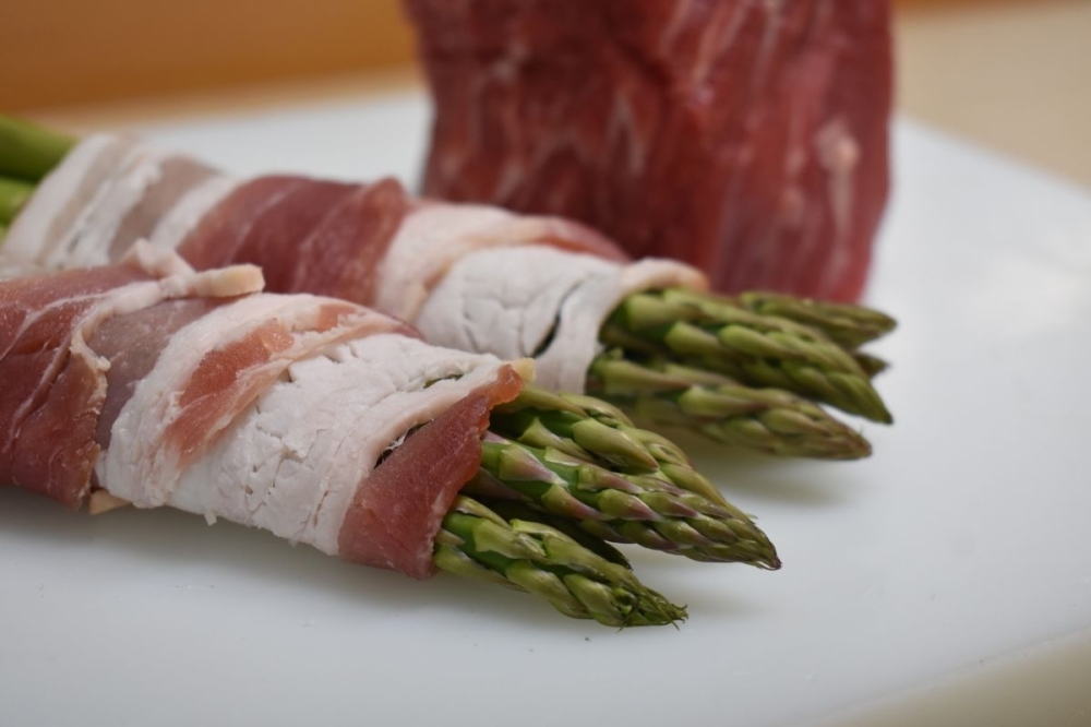 Mariel’s Meat Market also sells bacon-wrapped asparagus ($2.50 per pound). (Julianna Washburn/Community Impact)