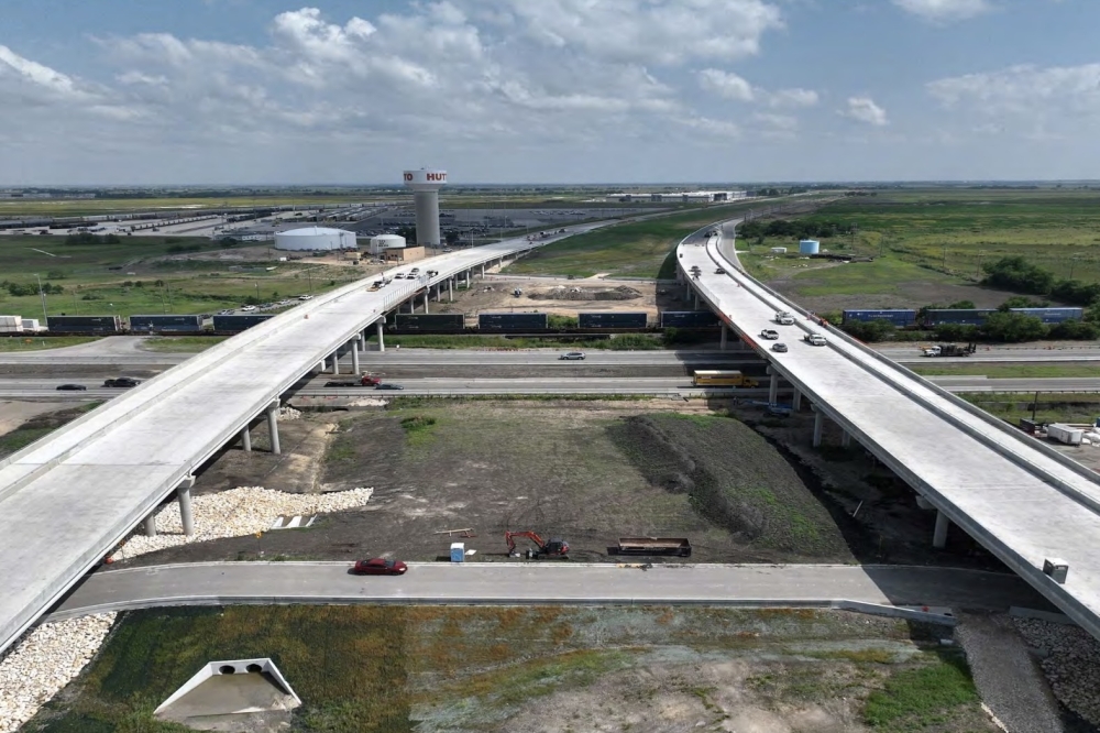 Segment 3 of the East WilCo Highway near Hutto opened to commuters on June 21 and consists of a bridge passing over Hwy. 79 and the the Union Pacific Railroad. Courtesy Williamson County)