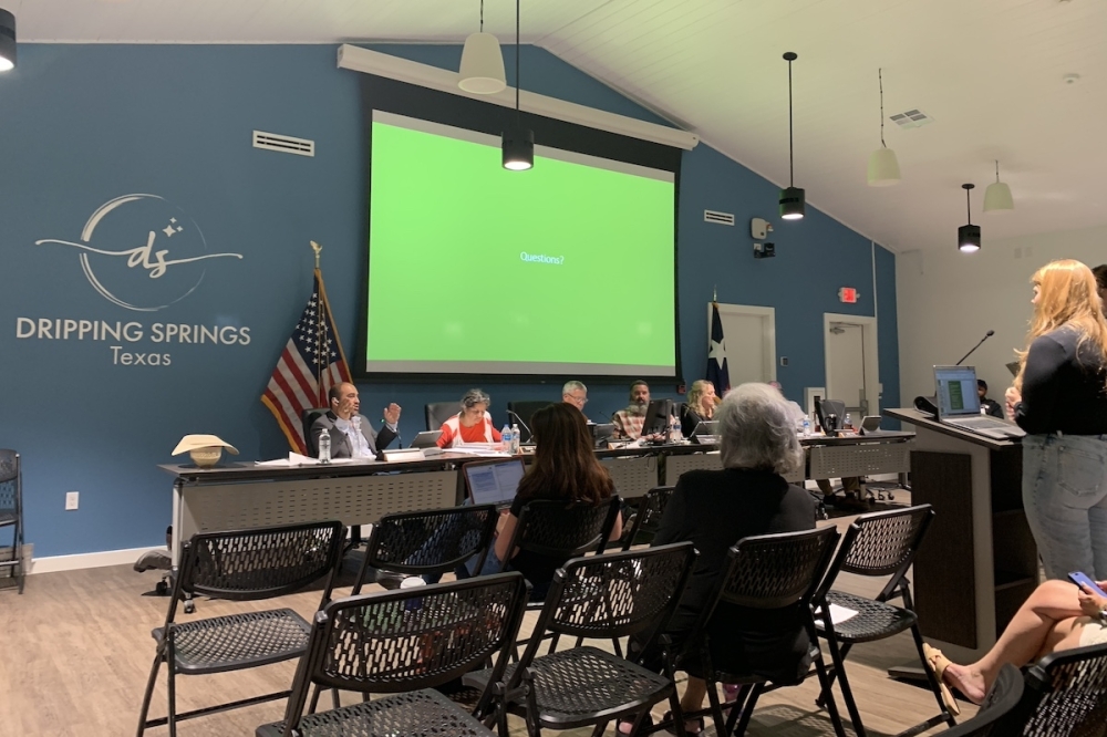 Dripping Springs City Council members held their June 3 meeting at the new city hall building. (Elisabeth Jimenez/Community Impact)
