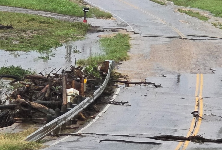 Flooding in Williamson County destroyed parts of CR 279. (Courtesy Williamson County)