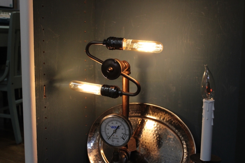 Handcrafted, artisan lamps are up for grabs at the shop, made by owner Steve Baker. (Andrew Creelman/Community Impact)