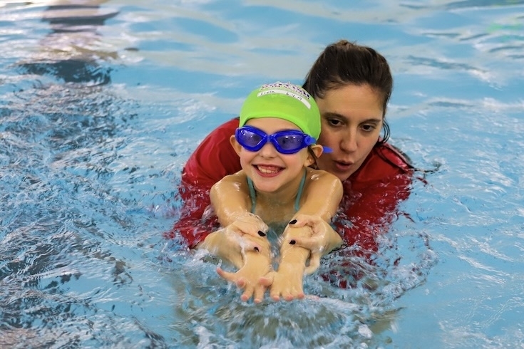 Enrollment is open year-round, all classes are 30 minutes long and students can move up to the next level at their own pace. (Courtesy of British Swim School)