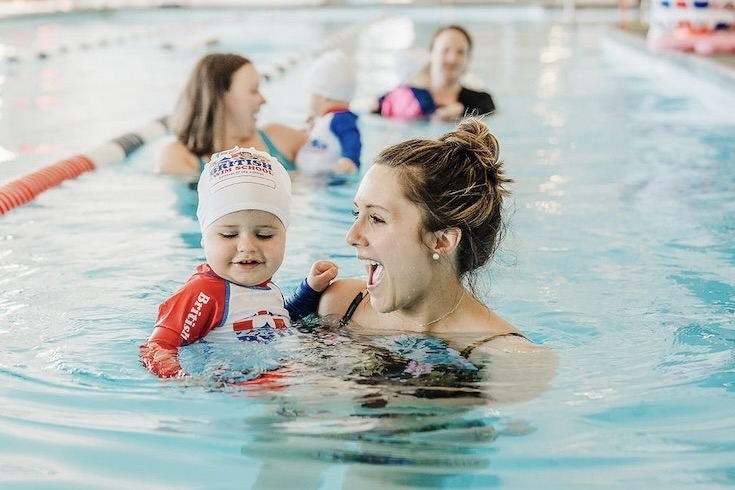 The youngest swimmers start in Parent & Me classes until they can move up to the next level for children ages three to five. (Courtesy of British Swim School)