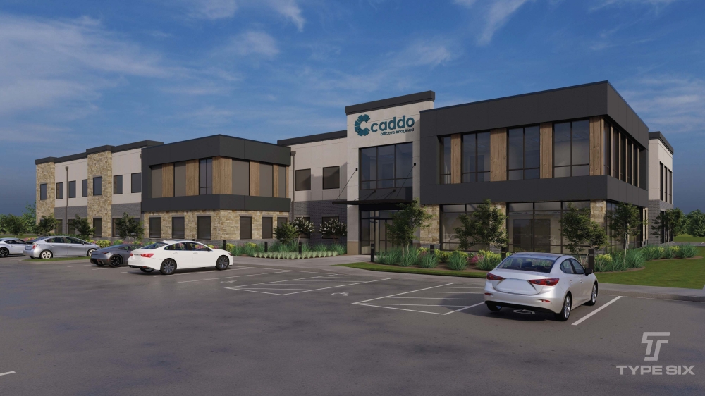 Exterior of private office rental at Caddo Office Reimagined in Frisco