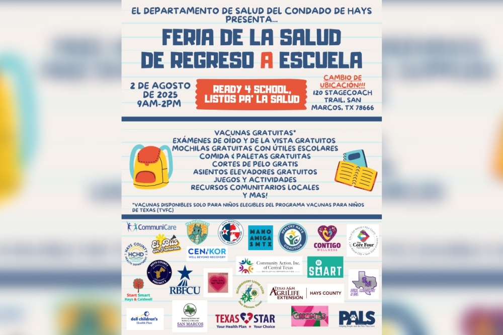 Hays County Health Department's 3rd Annual Back-to-School Health Fair flyer in Spanish. (Courtesy Hays County Health Department/Hays County)