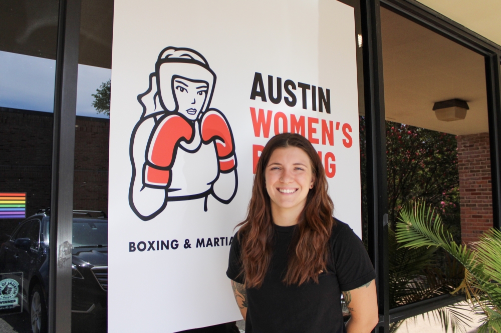 Co-founder of Headstrong Girls' Boxing Alex Plichta started as a student at Austin Women's Boxing Center before becoming an instructor and business manager. (Dacia Garcia/Community Impact)