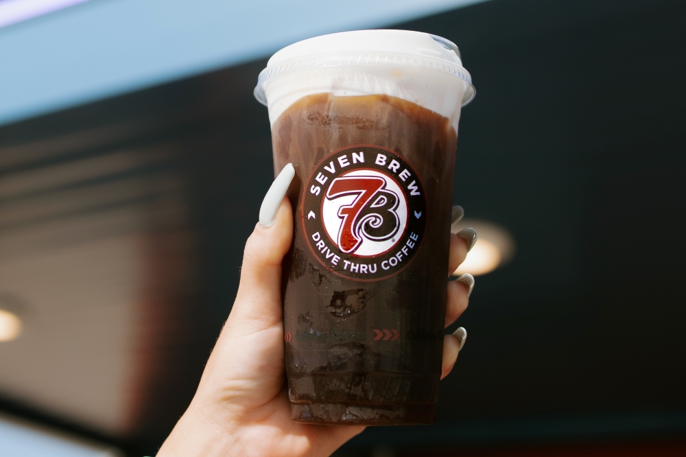An Arkansas-based business, 7 Brew Coffee serves a variety of hot and iced coffee beverages. (Emily Lincke/Community Impact)