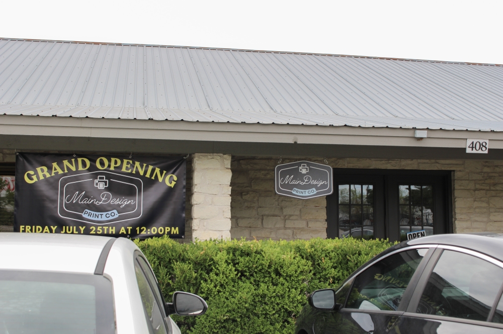 Main Design Print Company, owned by Misti McMain, is located off Hays Street in Dripping Springs. (Elisabeth Jimenez/Community Impact)
