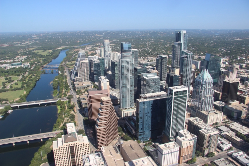 Waterline stands well over 100 feet above 6th and Guadalupe, now Austin's second-tallest tower. (Ben Thompson/Community Impact)