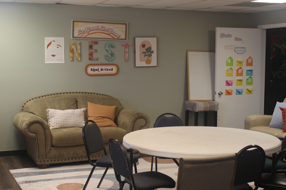 The NEST Empowerment Center—located at the former Richarte High School campus—provides Georgetown ISD high school students a safe place to go after class. (Chloe Young/Community Impact)