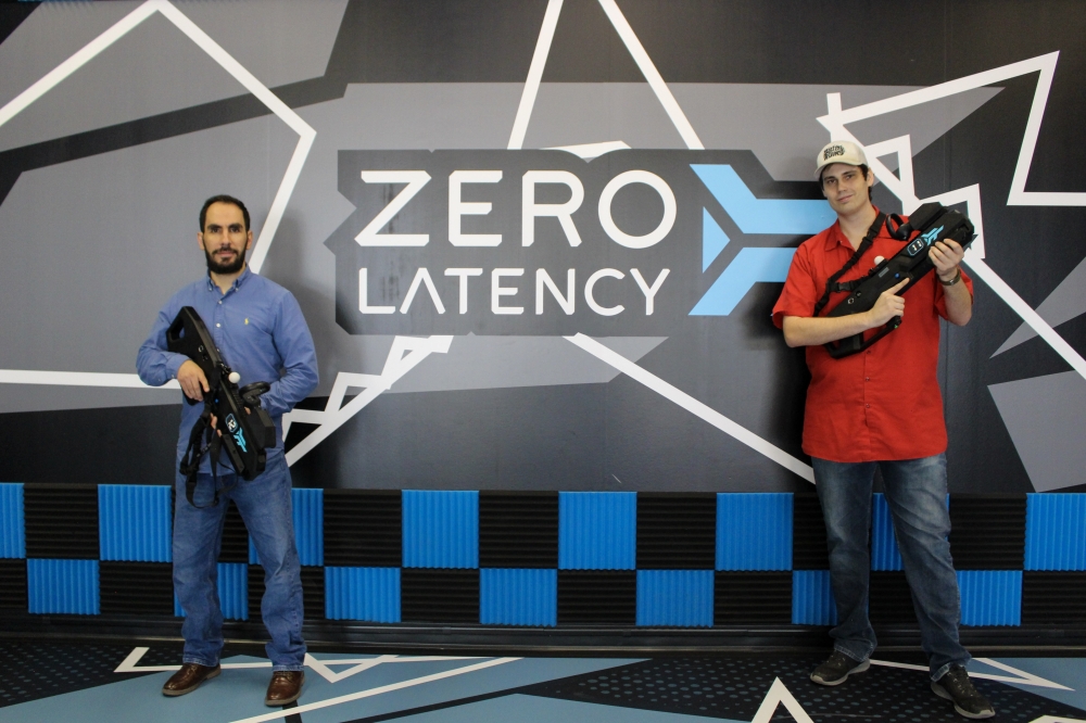 Zero Latency VR Austin owners Mohammad Edaibat and Zac Rucker combined their experience in tech and gaming to establish their Southpark Meadows virtual reality center. (Elisabeth Jimenez/Community Impact)