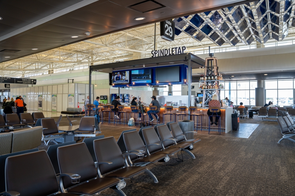 Houston Airports said Killen’s Barbecue is located near Gate 40, and SpindleTap is close to Gate 29. (Courtesy of Houston Airports)