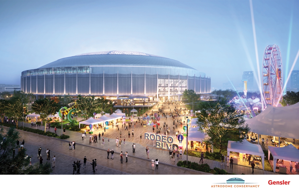 The Astrodome Conservancy revealed plans in November called 'Vision Astrodome' that would feature four buildings inside the arena and a boulevard connecting people to NRG Park. (Rendering courtesy Gensler)