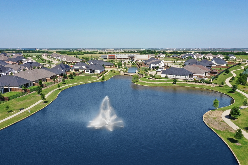 pond in neighborhood in Celina