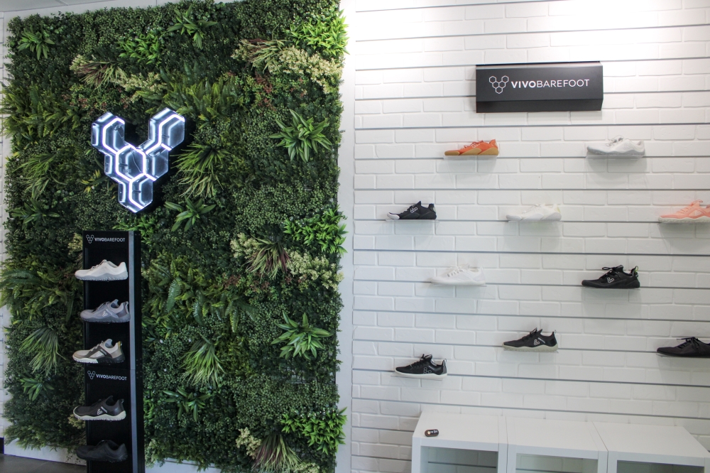 Vivobarefoot is now selling its products inside PhaseSiX Content Dojo on South Congress. (Dacia Garcia/Community Impact)