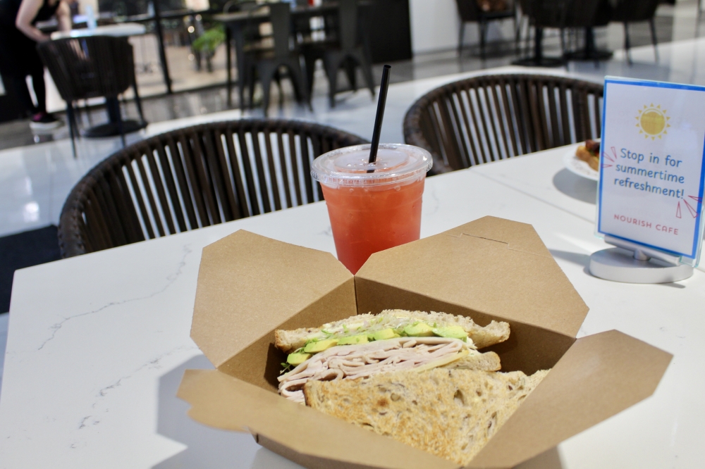 The glorious turkey avocado sandwich ($14.25) is a best seller at Nourish Cafe. (Jovanna Aguilar/Community Impact)