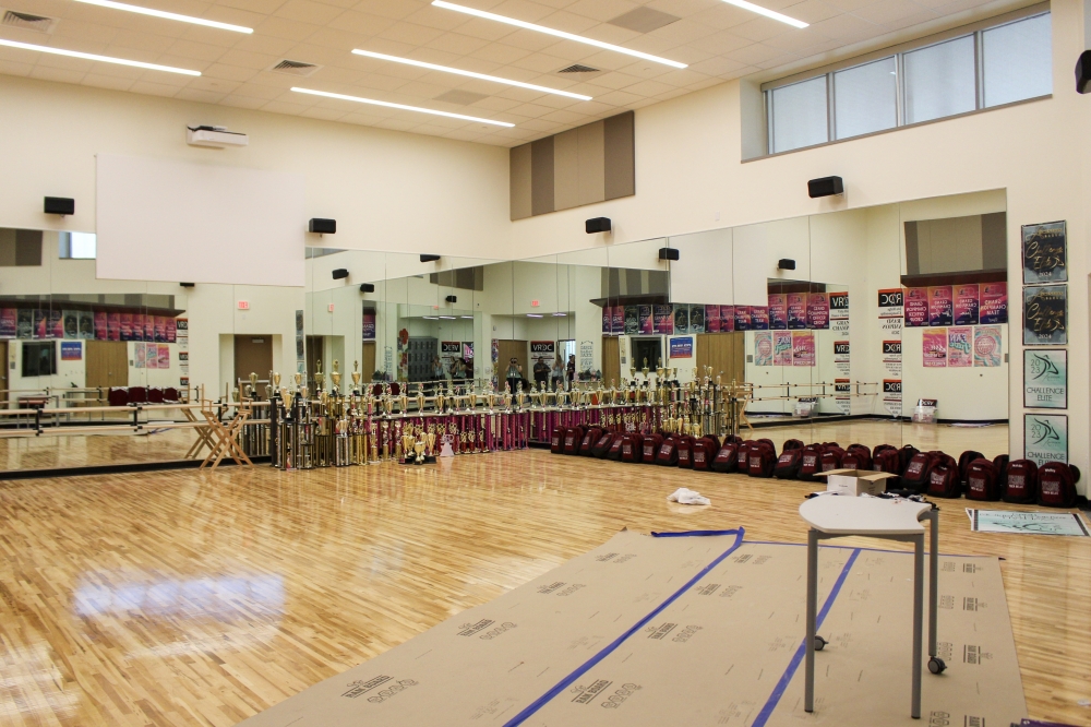 Construction is still underway at the new Sycamore Springs Middle School dance studio, but is set to be ready for the fall semester. (Elisabeth Jimenez/Community Impact)