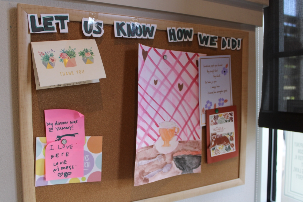 Customers often bring cards of appreciation to the restaurant and children will share drawings which the owners showcase in the entrance of the eatery. (Dacia Garcia/Community Impact)