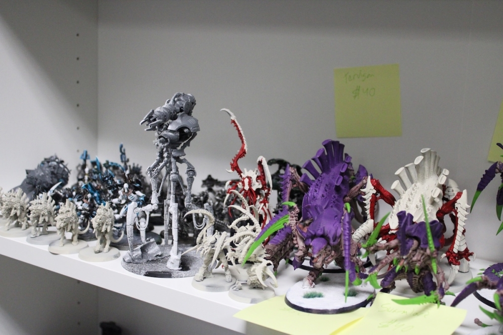 Hole in the Wall Hobbies primarily offers Warhammer figures that can be customized with paint and used in games. (Andrew Creelman/Community Impact)
