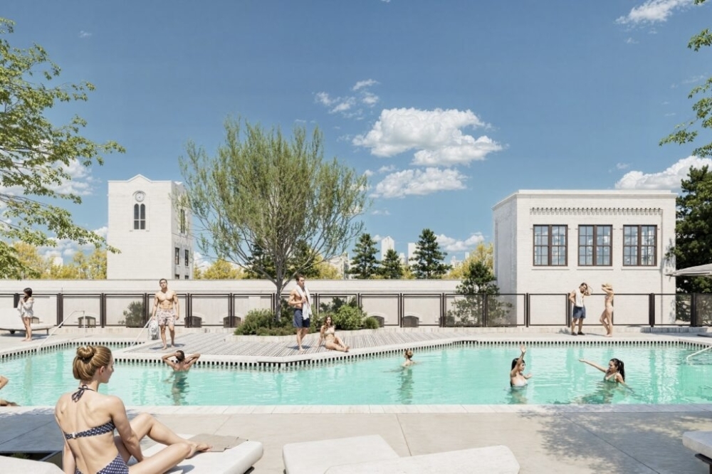 According to project officials, the pool was designed with a calm, understated elegance. (Rendering courtesy Radom Capital)