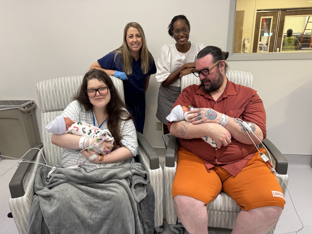 Family with newborn twins