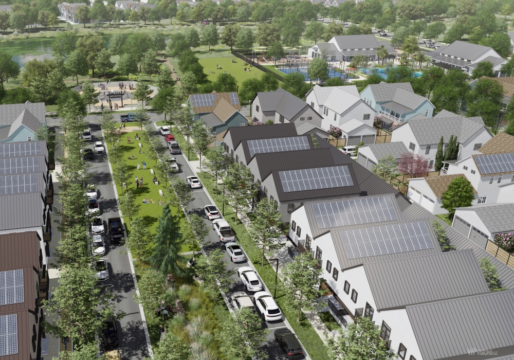 Heirloom Georgetown is a 620-acre site set to include a greenbelt with natural preservation areas, a mixture of housing types and amenities. (Rendering courtesy Columnar Investments/Lionheart Places)