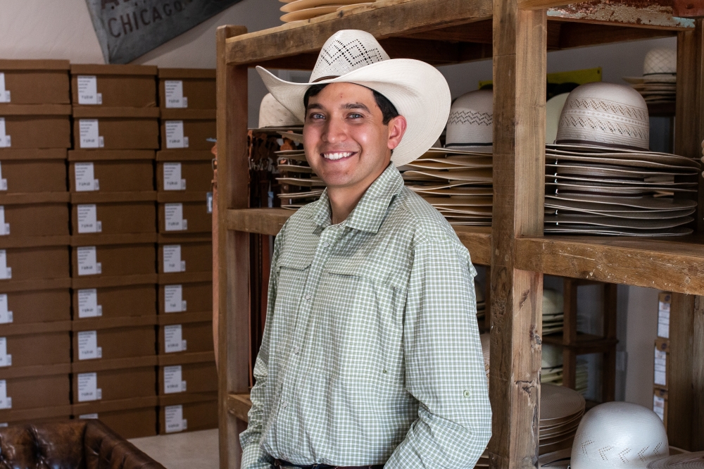 Emilio Rangel opened Double R Hat House in 2016 at the age of 19. (Joel Valley/Community Impact)