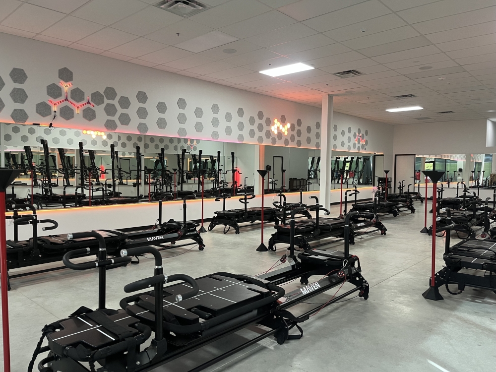 Pilates reformer machines in Pilates studio in Austin