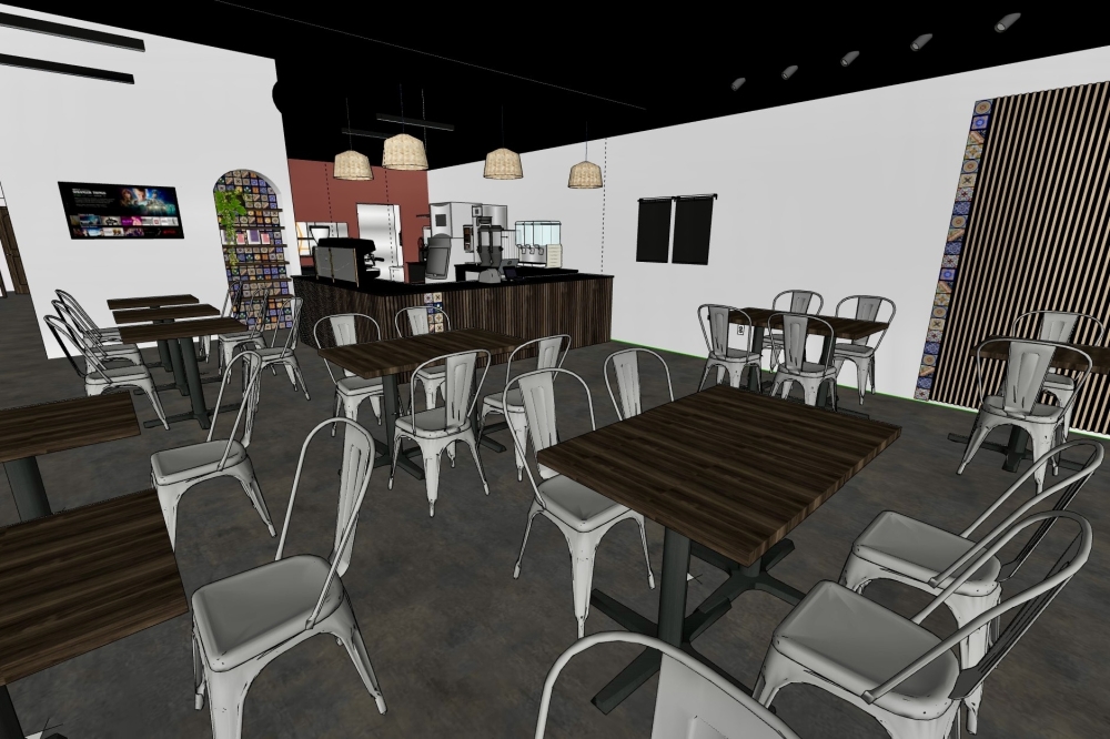 The restaurant/cafe will be open for dine-in, take-out and drive-through service. (Rendering courtesy Amanacer Mexican Cafe)