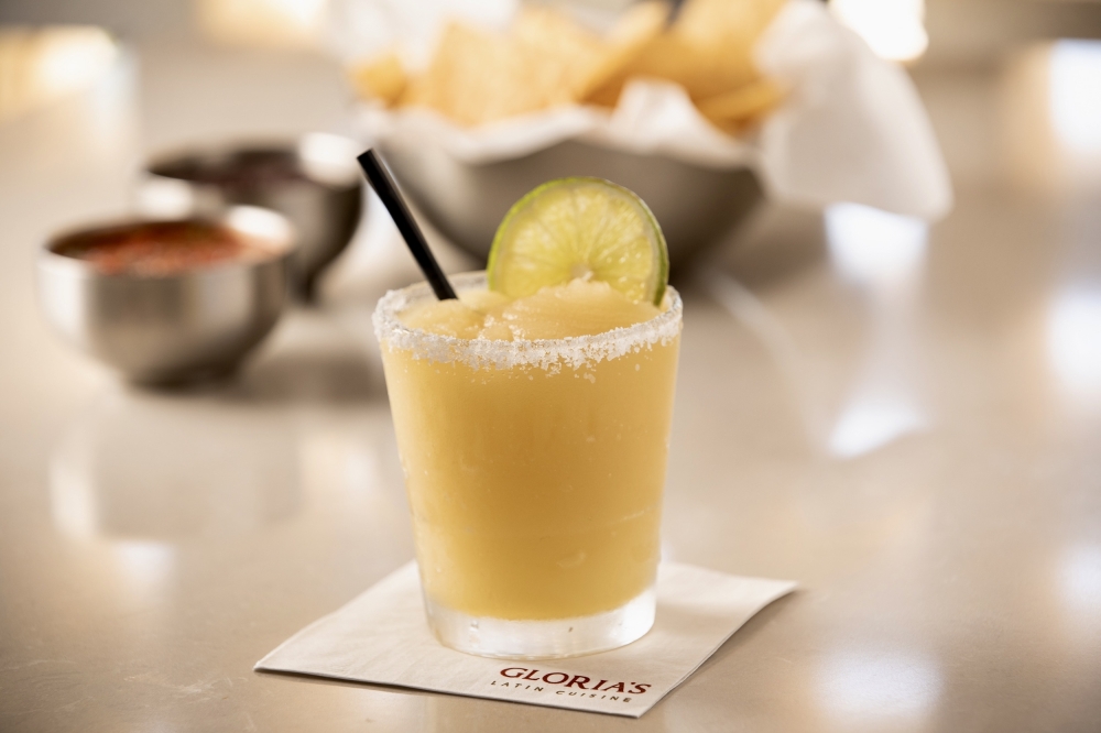 The house margarita ($12) is made with 100% Agave Monte Alban Reposado Tequila and Gran Gala Orange Liqueur and is served frozen or on the rocks. (Courtesy Gloria’s Latin Cuisine)