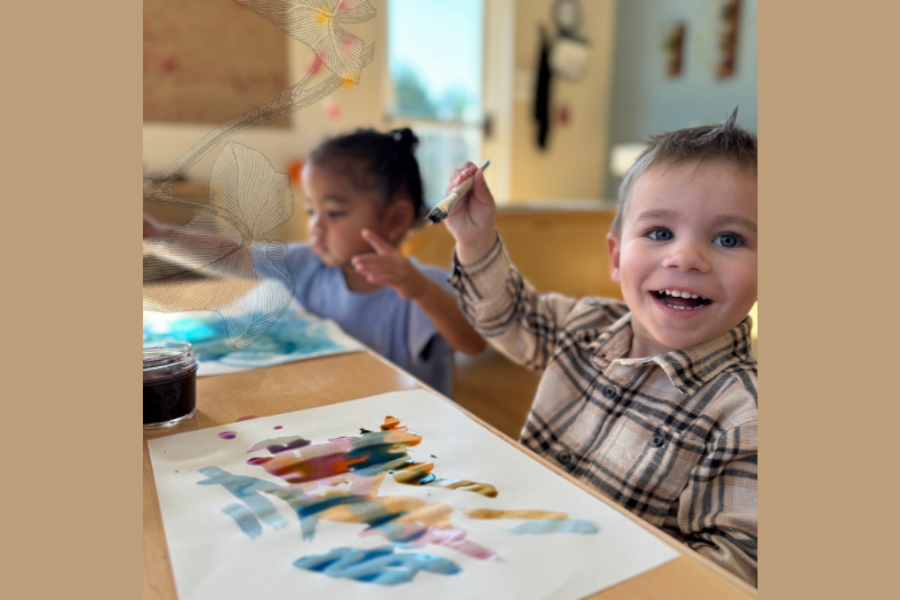 Kids smiling in preschool classroom